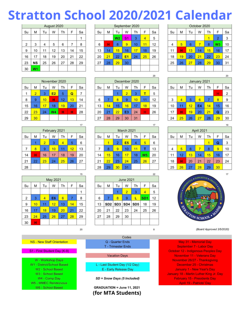 Calendars & Menus (link to Google Calendar) Stratton School