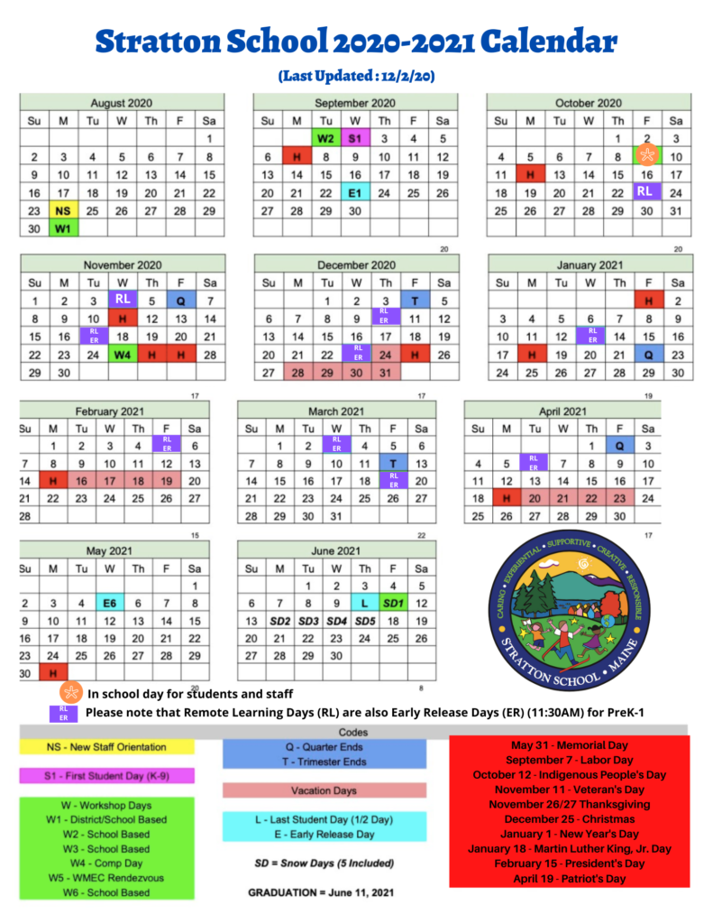 Calendars & Lunch/Breakfast Menus Stratton School