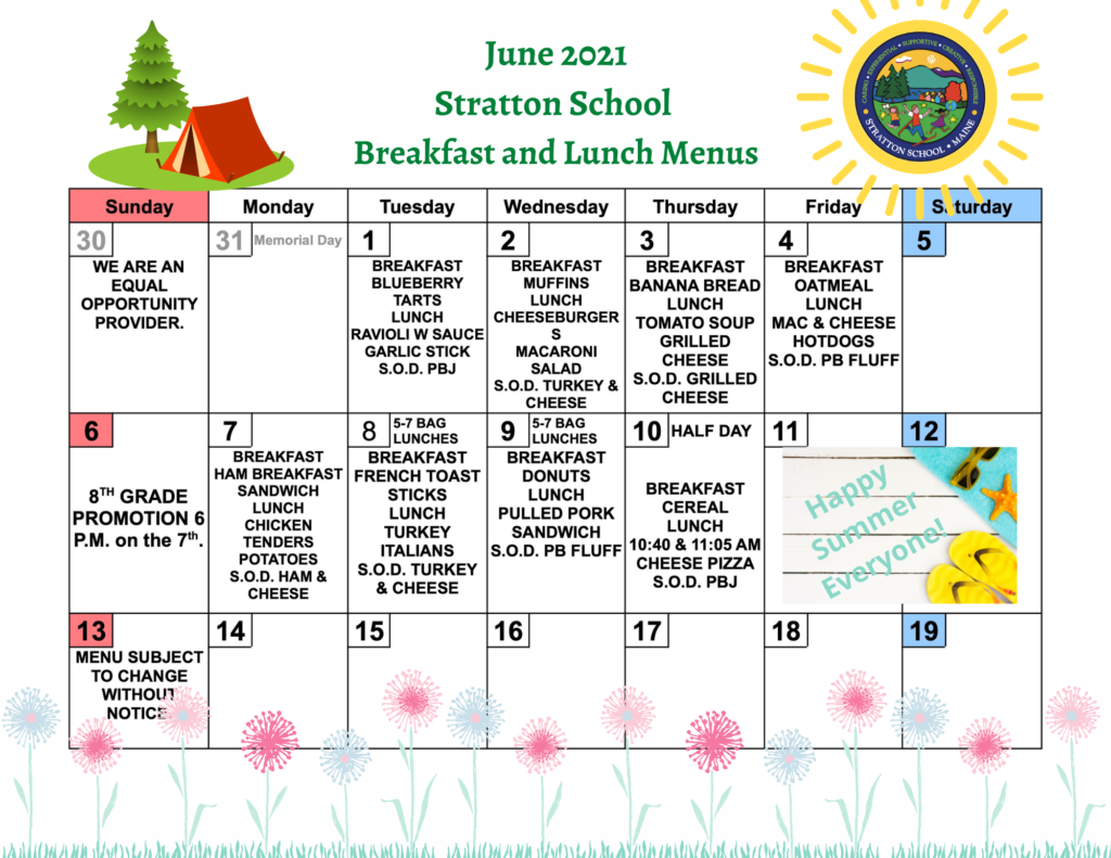 Calendars Lunch/Breakfast Menus Stratton School
